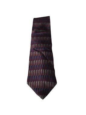 Bill Blass Geometric Silk Tie Burgundy Blue Necktie Mens Fashion Made Costa Rica